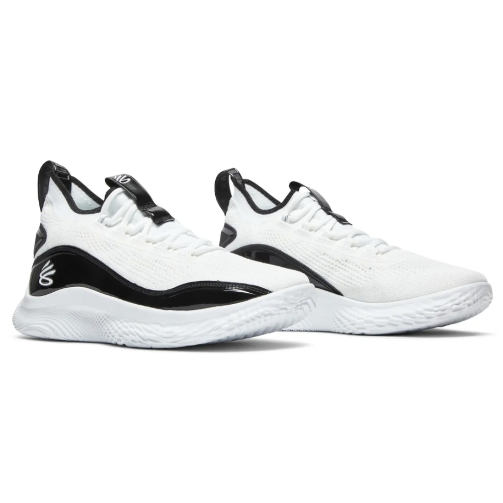 Under Armour Curry Flow 8 Basketball Shoes Size 9.5 White Black 3024785-111 EUC